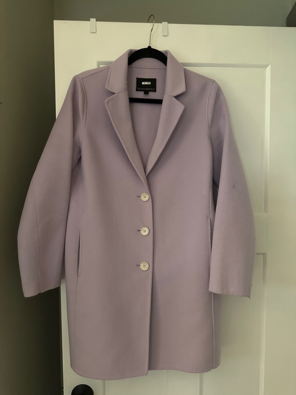 Banana Republic Pastel Lilac Single-Breasted Wool Coat
